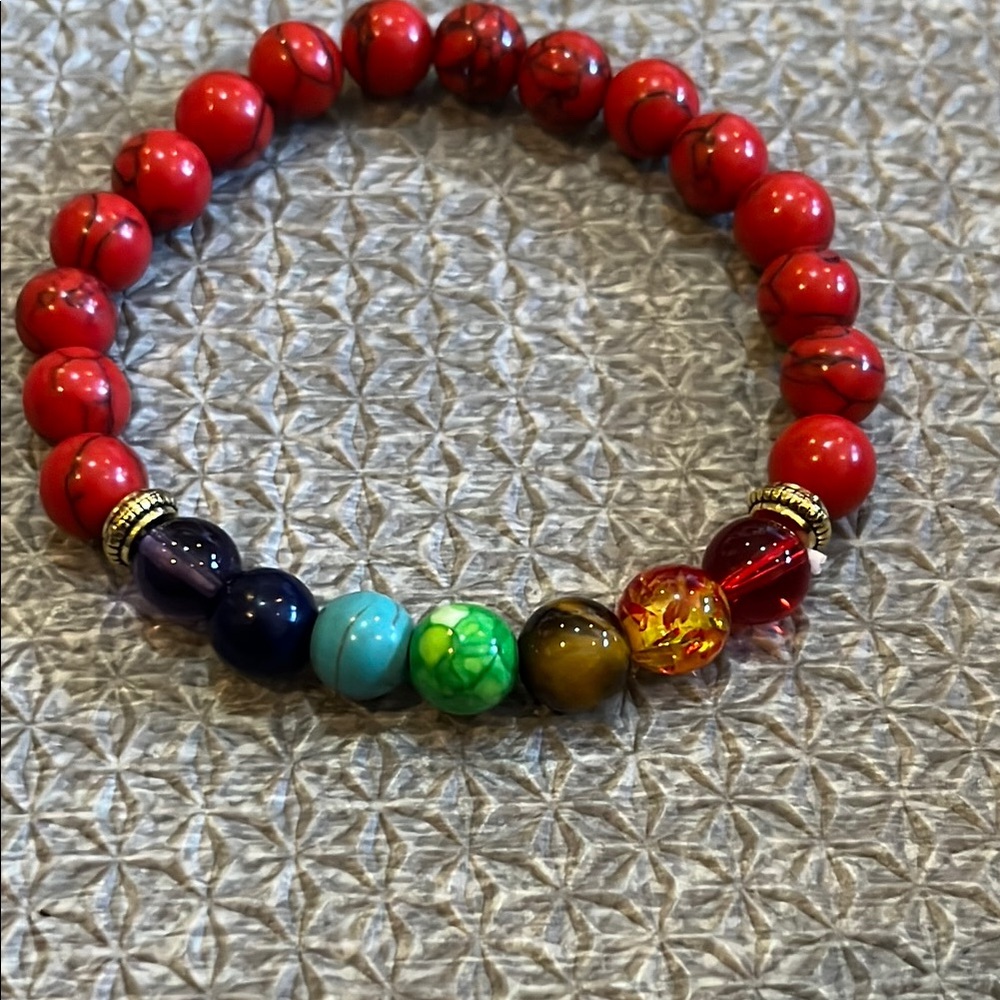 Yoga Multicolor chakra  Beaded Bracelet New